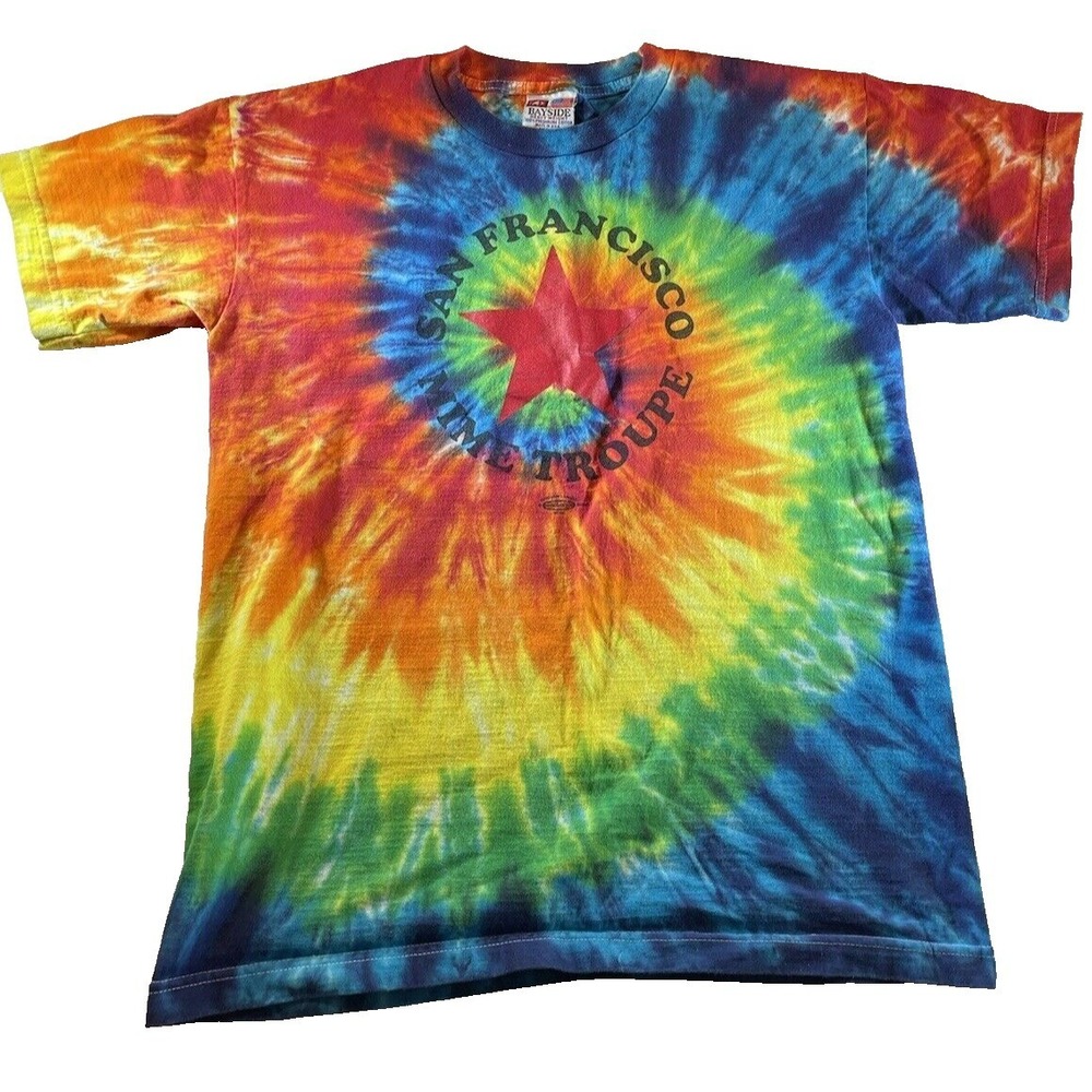 San Francisco‎ Mime Troupe Tie Dye T Shirt Rainbow Shirt Graphic Medium Bayside